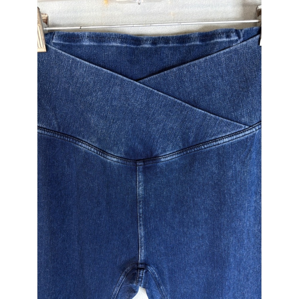 Halara Women L 7/8 Leggings Excellent Crossover Waist Denim Look Pockets New - Picture 2 of 9